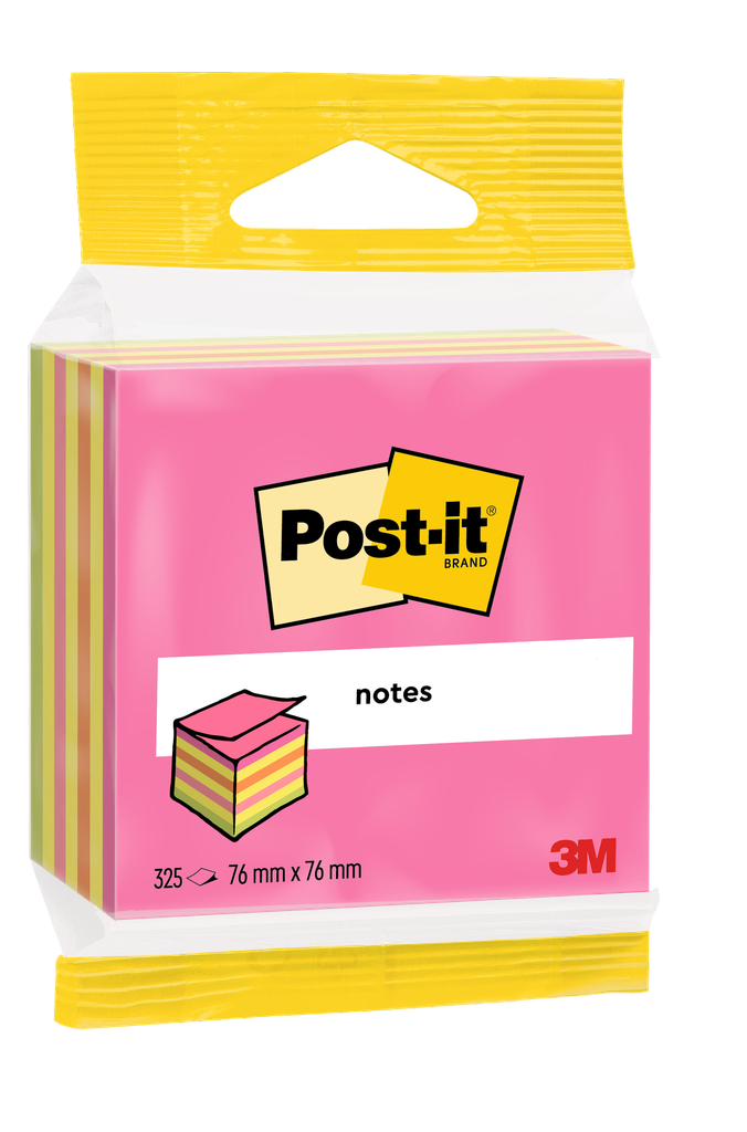 POST It Cube Neon Pink 76x76mm 325-sheet block