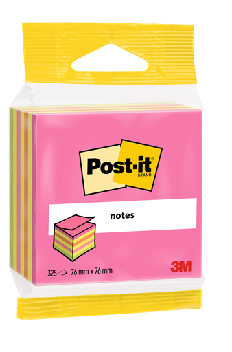[4001895874260] POST It Cube Neon Pink 76x76mm 325-sheet block