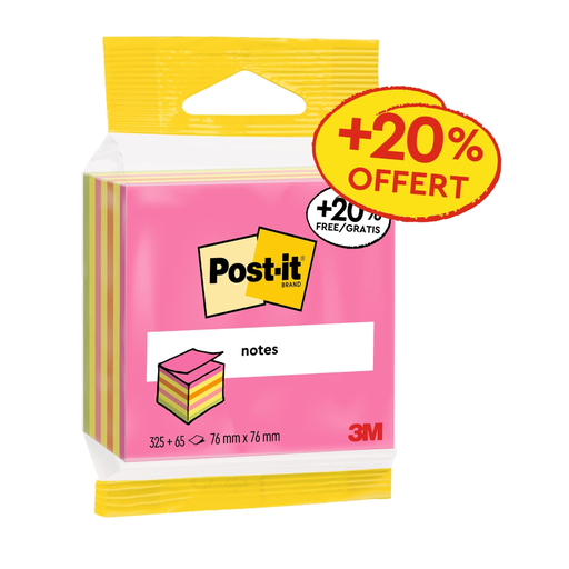 [4001895886324] POST Post-it repositionable Neon Pink 76x76mm 325 + 65 sheets