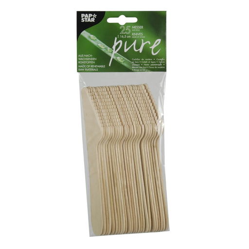 [4002911811900] PAPSTAR Facas de madeira pure 16,5 cm, pacote de 25