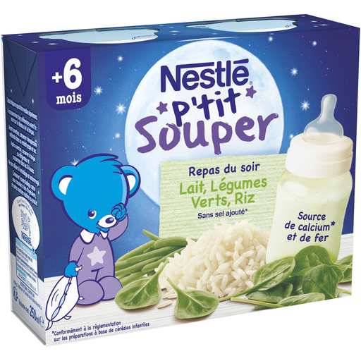 [4005500052296] NESTLE P'TIT SOUPER Infant soup milk, green vegetables and rice 2x250ml