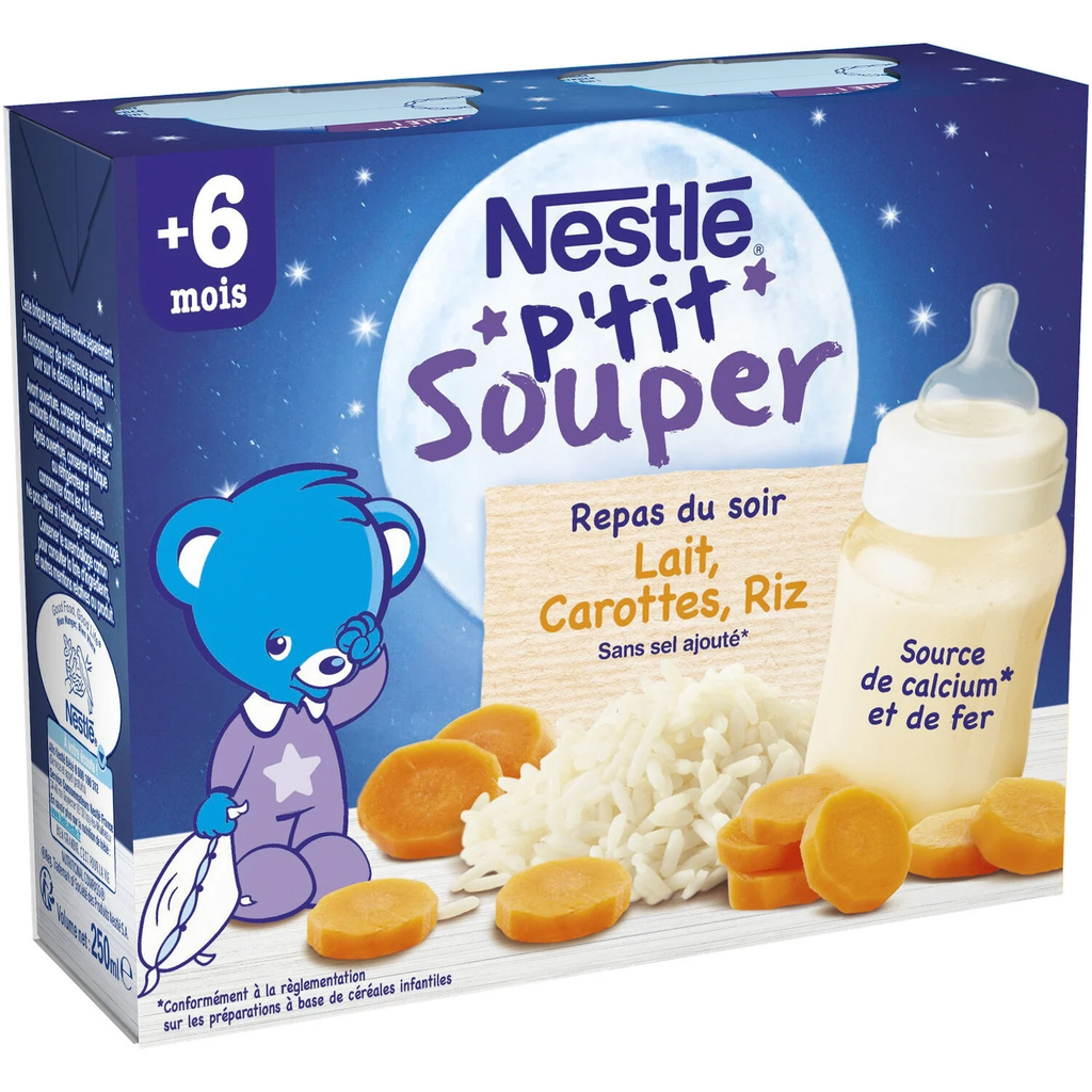 NESTLE P'TIT SOUPER Baby milk and cereals with carrots 2 bricks of 250 ml