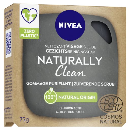 [4005900839947] NIVEA Nettoyant Visage Solide Gommage Charbon Naturally Clean 75 g