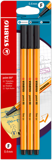 [4006381148283] STABILO Point 88 Fineliner Black x3
