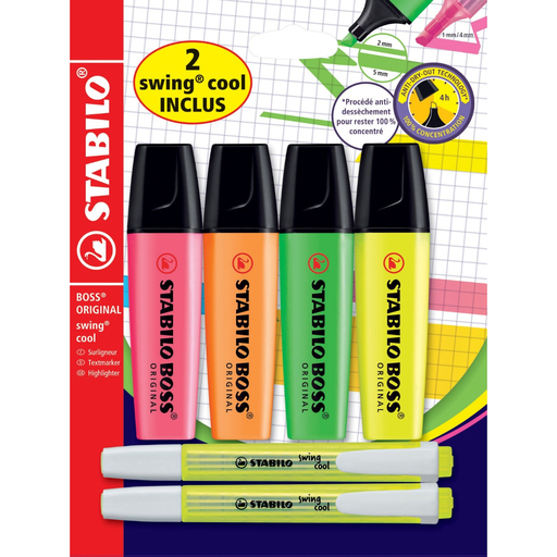 [4006381412735] STABILO Surligneurs Boss Original et Swing Cool, lot de 6