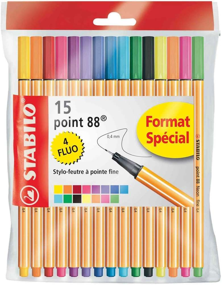 STABILO Point 88 Fine Liner Pens Ecopack of 15