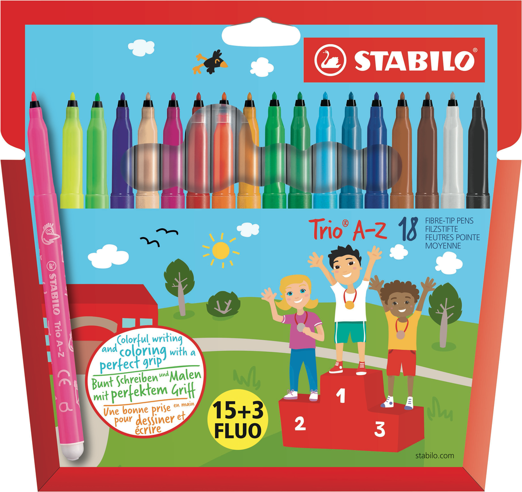 STABILO Rotuladores Trio A-Z 15+3 FLUO