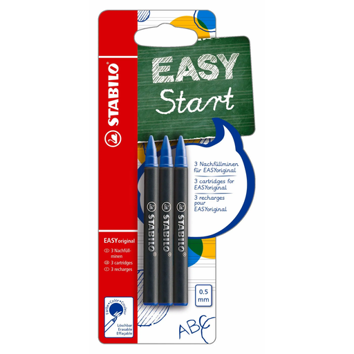 [4006381473705] STABILO Recharges EASYoriginal 0,5mm encre bleue, lot de 3