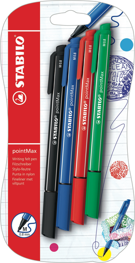 [4006381506342] STABILO Rotulador de escritura Pointmax 0,8mm x4