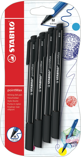 [4006381519717] STABILO PointMax Writing Pens Black pack of 4