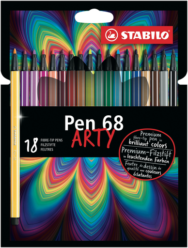 [4006381547024] STABILO Pen 68 Arty Medium Tip 1mm Drawing Pens, pack of 18
