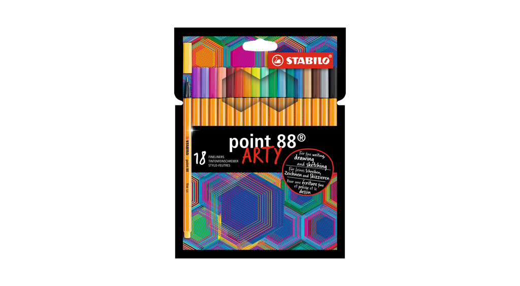 STABILO Rotuladores de dibujo tinta surtida Point 88 Arty 0,4mm paquete de 18