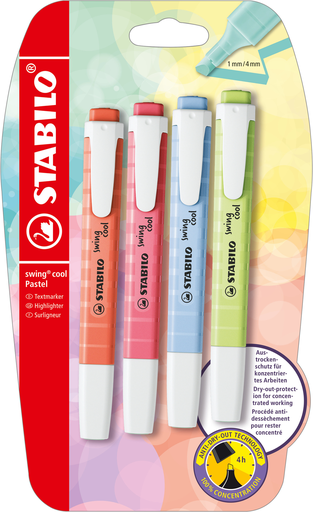 [4006381559553] STABILO Surligneurs swing cool Pastel Edition Série 2, lot de 4