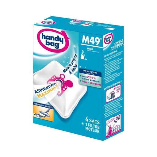[4006508187010] HANDY BAG Microfibre Anti-Allergen Vacuum Cleaner Bags + Motor Filter, box of 4 bags