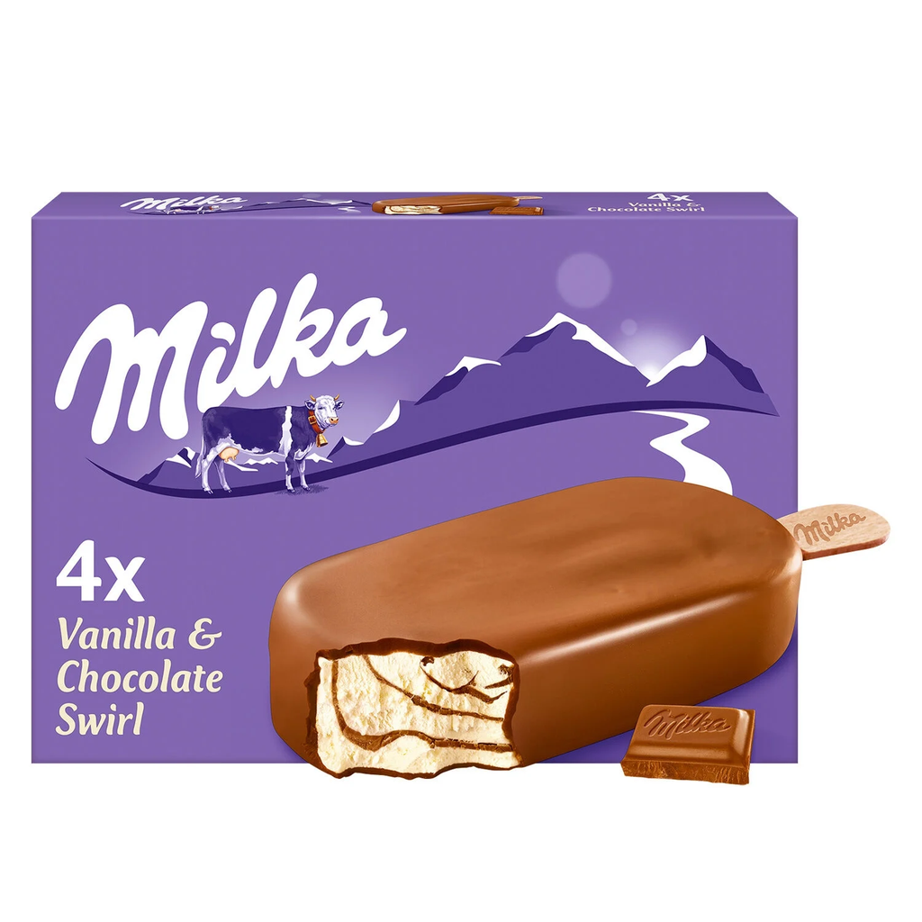 MILKA Glaces chocolat & vanille 4x71g