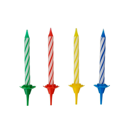 [4008033525077] FACKELMANN 24 Birthday Candles and 12 Holders Rio Party