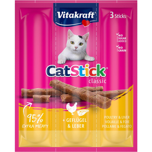 [4008239108692] VITAKRAFT Cat Stick Guloseimas para gato de aves e fígado 3 sticks 0.018 kg
