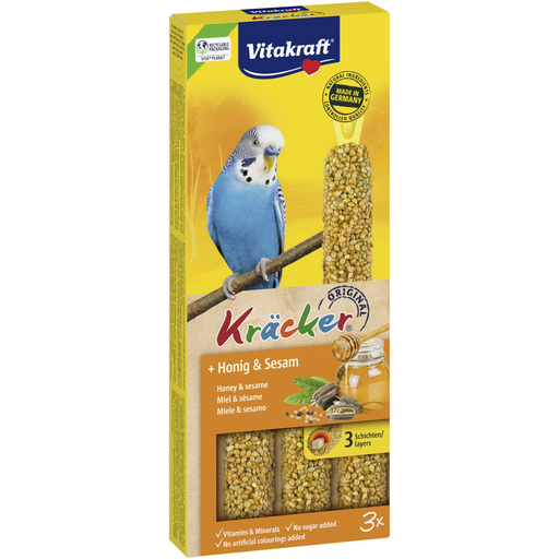 [4008239212436] VITAKRAFT Bird Treats Sticks for Parakeet Honey Sesame Kracker Original 90 g