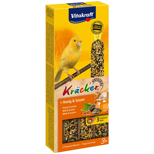 [4008239212511] VITAKRAFT Golosina Sticks para Canarios Miel Sésamo Kracker Original 90 g