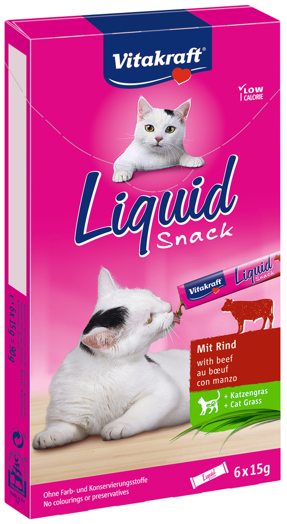 VITAKRAFT Liquid Snack Cat Treat Beef 6 x 15 g