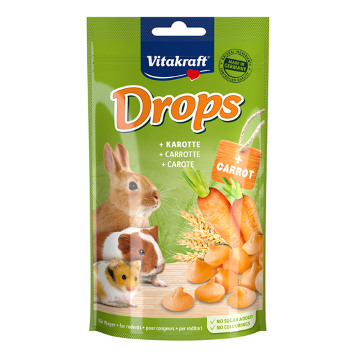 [4008239257888] VITAKRAFT Drops Treats For Rodents No Added Sugar Carrot 75 g