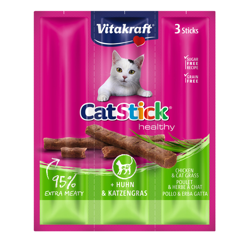 [4008239312198] VITAKRAFT Cat Stick healthy Poulet et Herbe à Chat 3 sticks 18 g