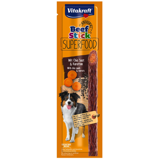 [4008239369642] VITAKRAFT Beef Stick Superfood Cenoura e Sementes de Chia para Cão 25 g