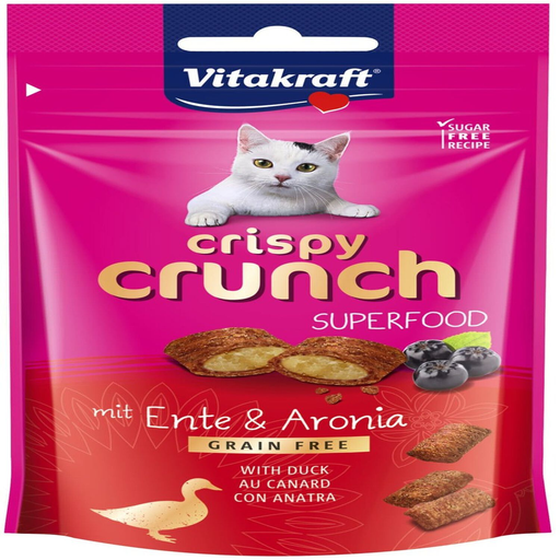 [4008239393159] VITAKRAFT Friandises Pour Chat Adulte Boules De Poils Canard Superfood Crispy Crunch 60 g