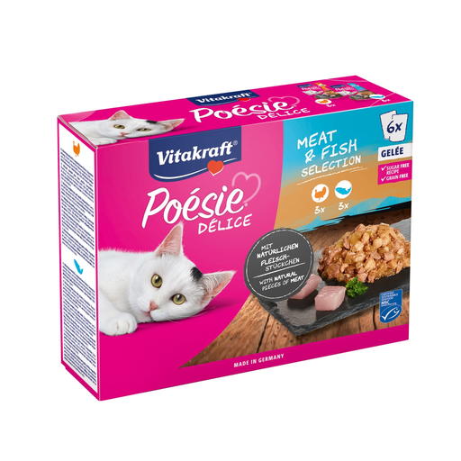 [4008239398567] VITAKRAFT Multipack Délice gelée assortiment viande et poisson 6 x 85 g