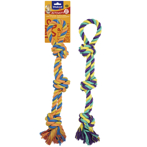 [4008239592736] VITAKRAFT Jouet pour chien en corde multicolore tressée et nœud 60cm