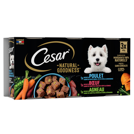 [4008429141553] CESAR® Natural Goodness Ração para cão rica em proteínas sem cereais 3x400g