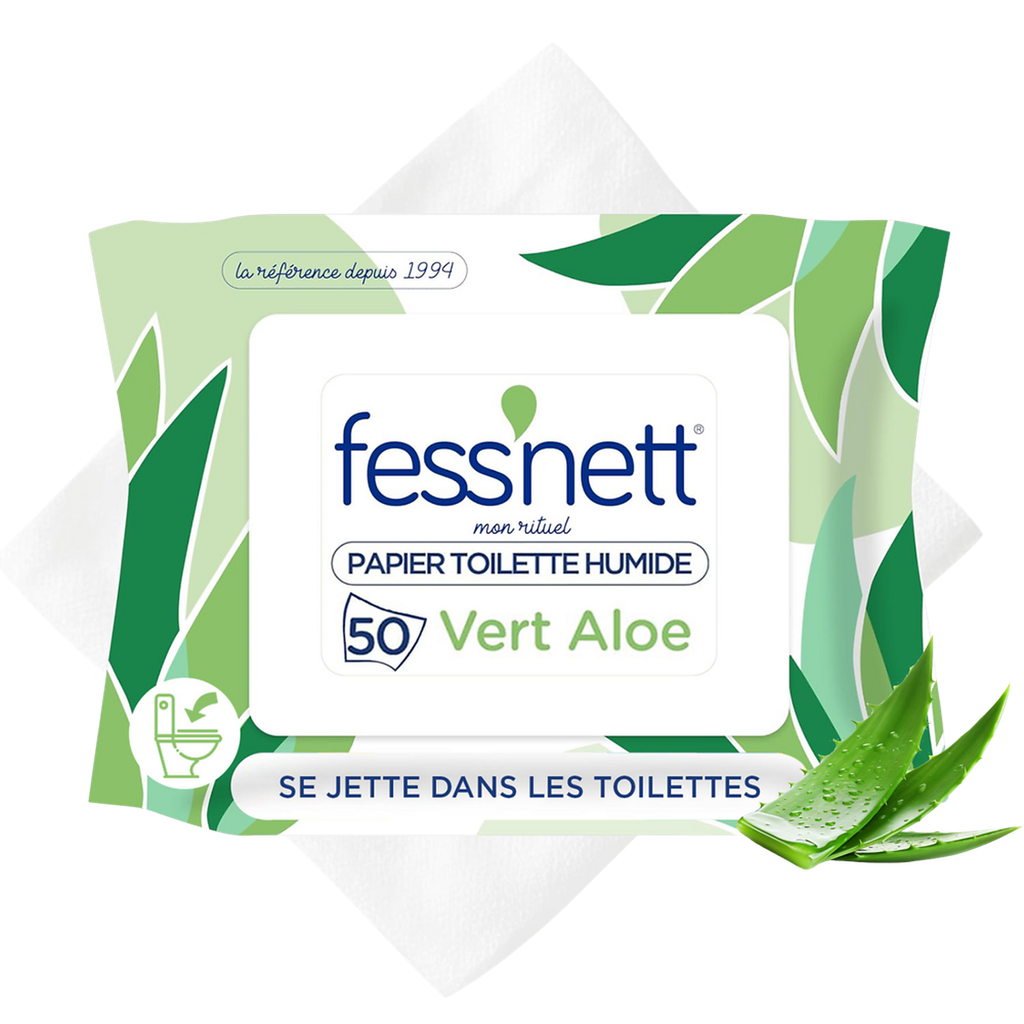 FESS'NETT Toalhetes de papel higiénico húmido verde aroma ylang x50