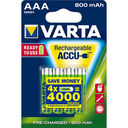 VARTA Rechargeable Batteries HR03 1.2V 800mAh, pack of 4