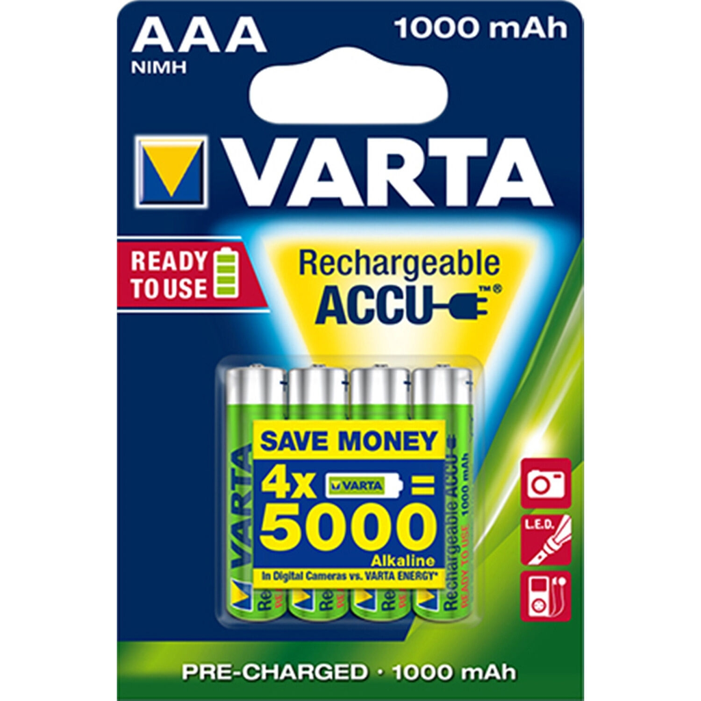 VARTA Pilhas recarregáveis Accu Power AAA/HR03 1000mAh x 4