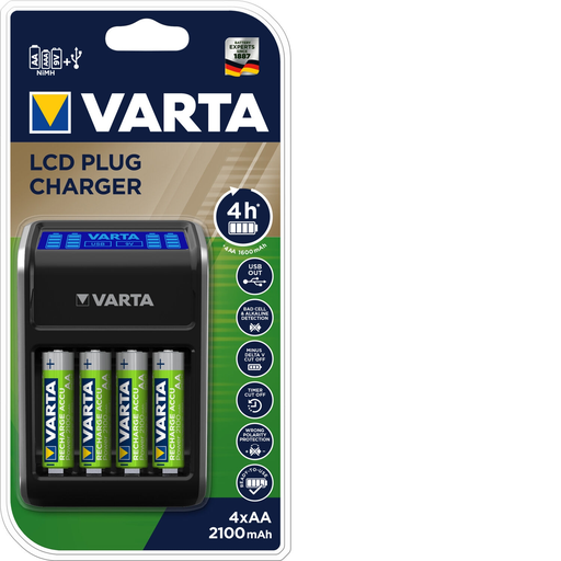 [4008496773510] VARTA Piles rechargeables AA 2100mAh 1,2V le lot de 4 piles + le chargeur