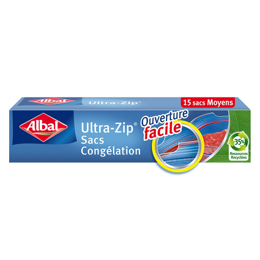 [4008871201799] ALBAL Sacs Congélation Ultra-Zip Moyen 3 L la boite de 15