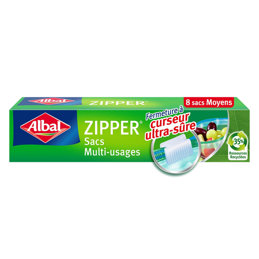[4008871209931] ALBAL Zipper Bags Medium Size x8 3 L