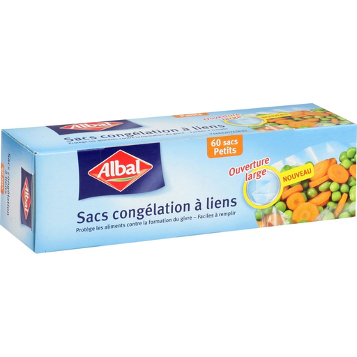 [4008871211552] ALBAL Sacs congélation à liens PM la boite de 60