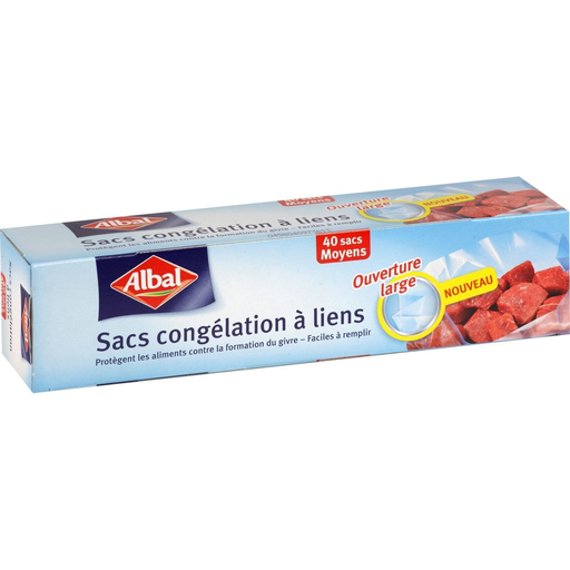 [4008871211569] ALBAL Freezer bags medium with ties 40 count