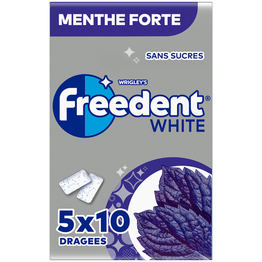 [4009900452229] FREEDENT White Pastilhas Elásticas Menta Forte 5x10 drageias