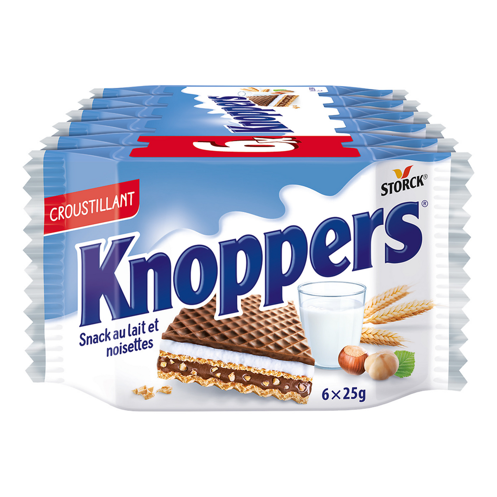 KNOPPERS Wafer with milk and hazelnut filling 6x25g