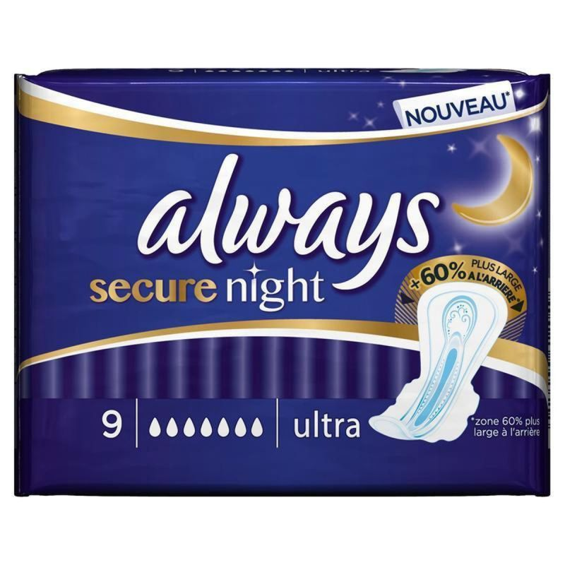 ALWAYS Ultra Night Sec Sanitary Pads 9 units
