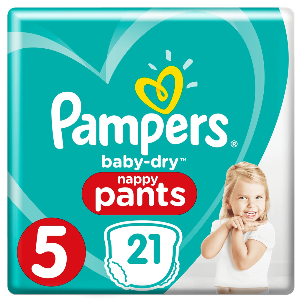 PAMPERS Fraldas-cueca Baby Dry Pants Tamanho 5 12-18 kg, pacote de 21