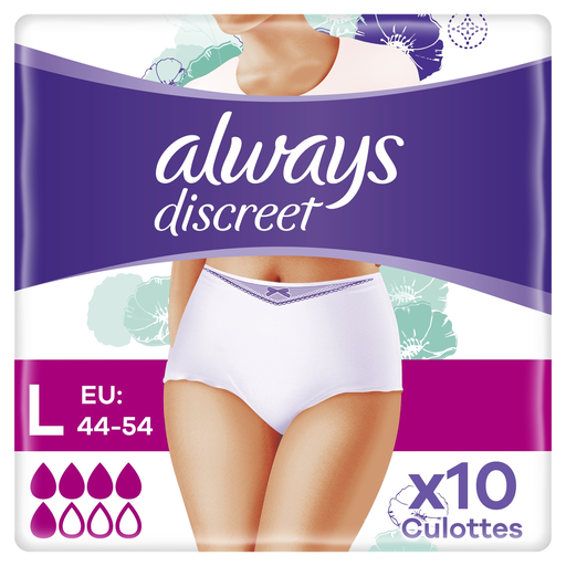 [4015400884125] ALWAYS Discreet bragas incontinencia normal talla L 10 bragas