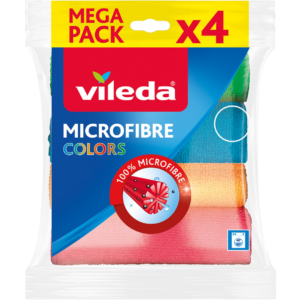 VILEDA Chiffons microfibres le pack de 4 chiffons