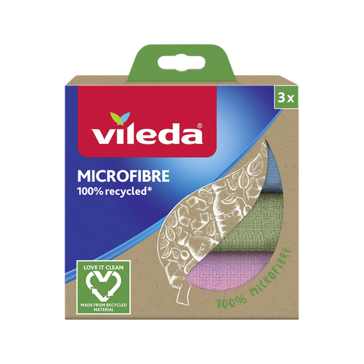 [4023103228634] VILEDA Microfibre Cloth 100% Recycled, pack of 3