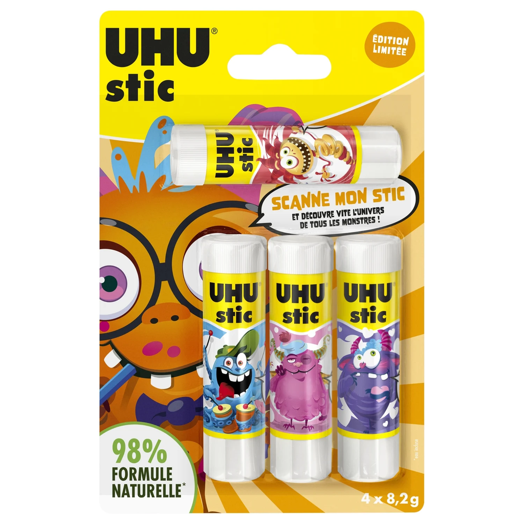 UHU Barra de pegamento blanco Neon 4 barras de 8,2 g