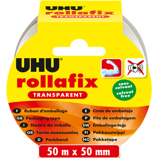[4026700369854] UHU Rollafix Transparent Packing Tape 50mx50mm