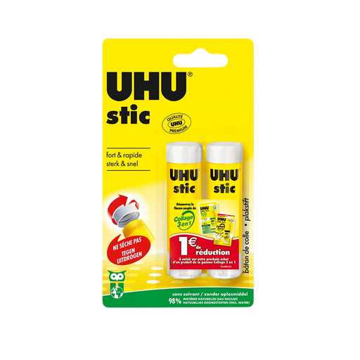 [4026700501827] UHU Glue Sticks Solvent-Free 2 x 8.2g