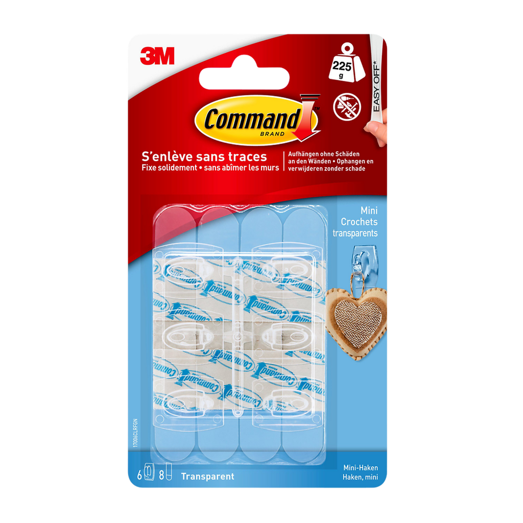3M Command Clear Mini Hooks 6-pack